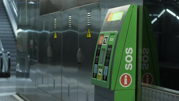 Metro emergency SOS intercom machine. Barcelona, Spain
