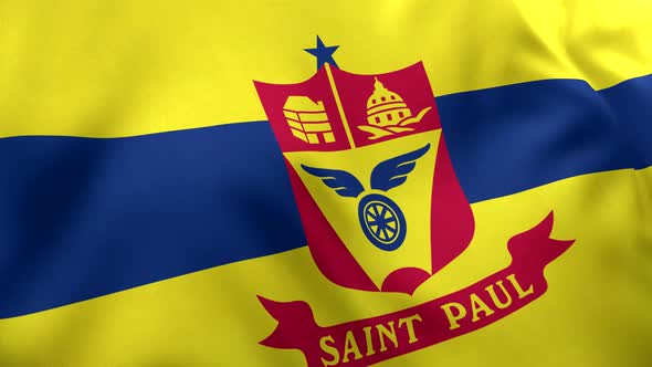 St. Paul City Flag / Saint Paul City Flag (Minnesota) on a Flagpole V4 - 4K