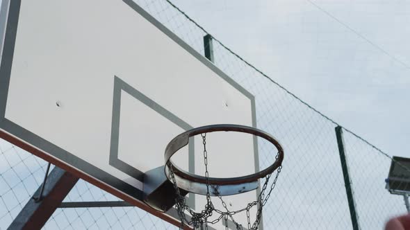 Basketball hoop with ball