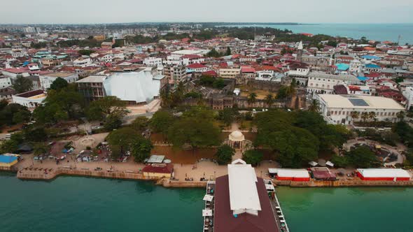 Aerial view of Zanzibar Island in Tanzania.