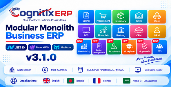 CognitixERP – Modular Multi-Branch ERP Solution Blazor .NET 10 API