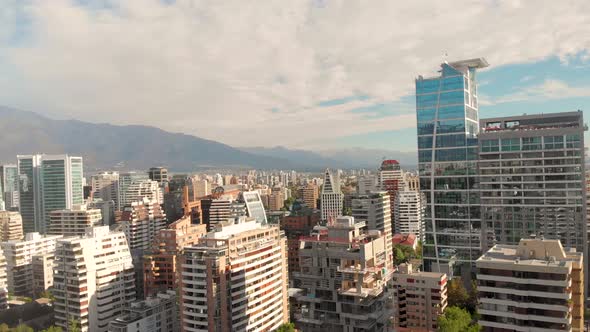 Aerial panorama of Luxury buildings on a sunny afternoon, Santiago de Chile-4k