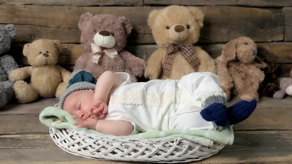 Sleeping Baby and Teddybears.