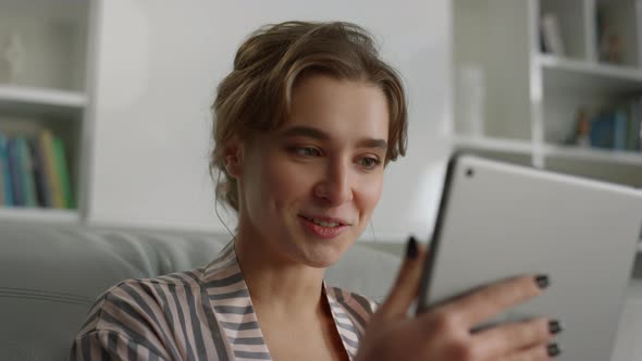 Employee Having Video Call at Home Office Closeup