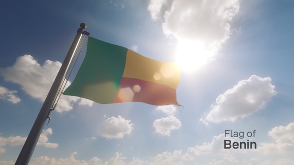 Benin Flag on a Flagpole V2 