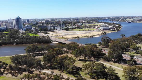 Aerial View of a Riverside City in Australia