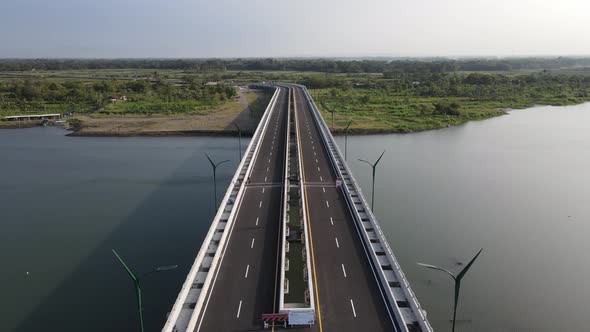 Aerial view, the new bridge of Kretek 2. The bridge that has the Keris icon. The southern causeway o