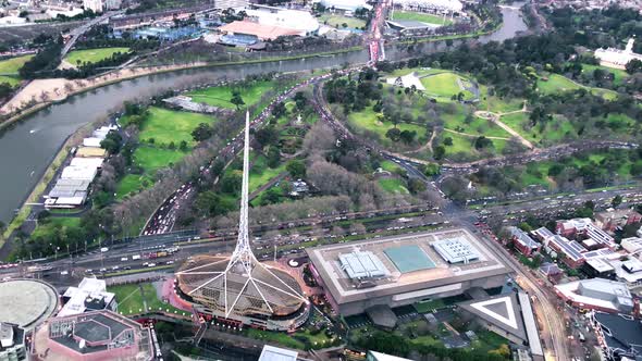 Melbourne Aerial View at Sunset  Australia