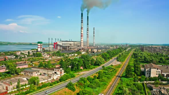 Industry Ecology Power Factory Technology Chimney Pipe Road