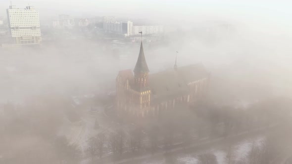 Cathedral of Kaliningrad in the winter fog