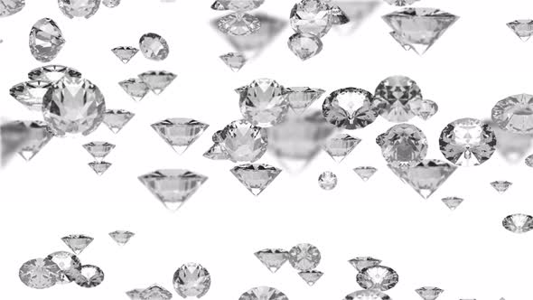 Diamonds are falling on a white screen