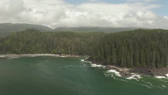 Beautiful Aerial Panoramic Landscape View of the Rocky Pacific Ocean Coast in the Southern Vancouver