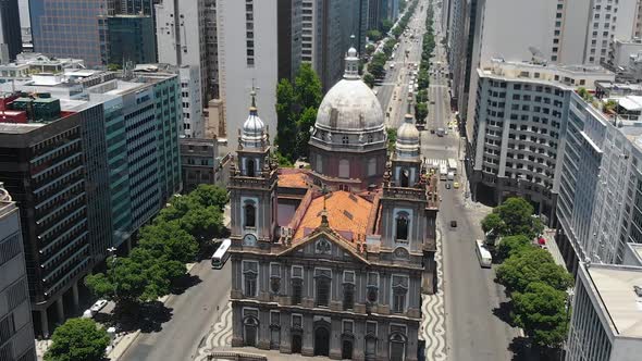 The Candelaria Church, Igreja Da Rio De Janeiro, Brazil (Aerial View, Panorama, Drone Footage)