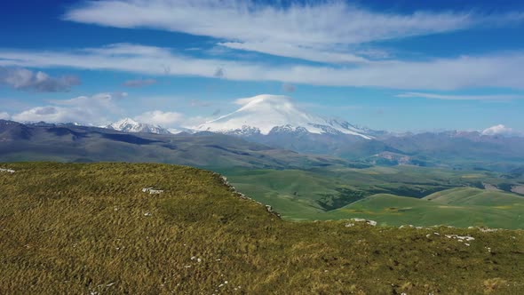 Mount Elbrus and Clouds Caucasus Mountains