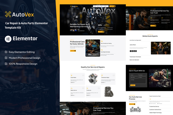 Autovex - Car Repair & Auto Parts Elementor Template Kit