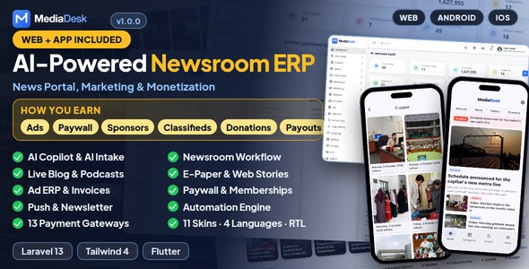 MediaDesk | Newsroom ERP with Flutter Mobile App