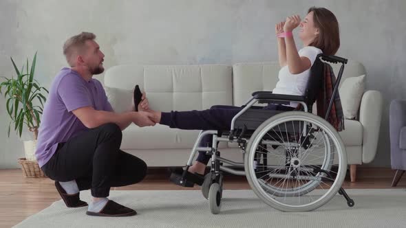 A young man and his disabled wife