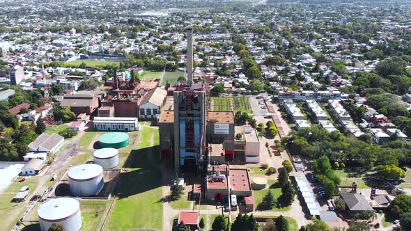 Power station Usina Sorrento (Rosario, Argentina) aerial view, drone footage