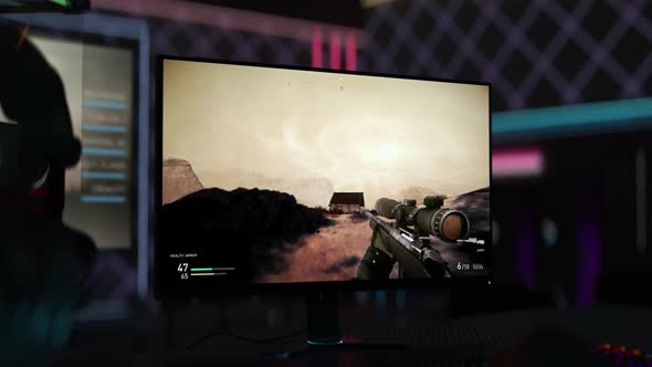 Player Using Sniper Rifle Weapon To Explode Red Barrels During Online Match alt