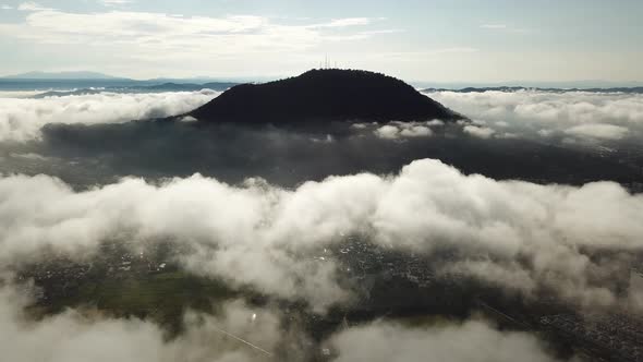 Aerial white cloud and fog scenery 