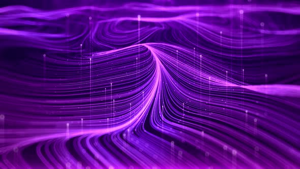 Purple Particles Lines Flow