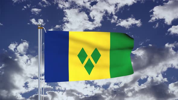 Saint Vincent And The Grenadines Flag Waving 4k
