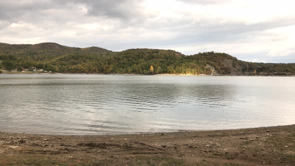 Eastern Serbian landscape by autumn 4K 2160p 30fps UltraHD footage - Waters of Bor lake and  dam 384