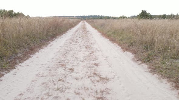 Ukraine Kyiv Region  Road Through an Empty Field