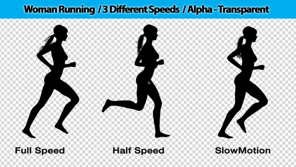Healthy Woman Silhouette Running Three Speeds