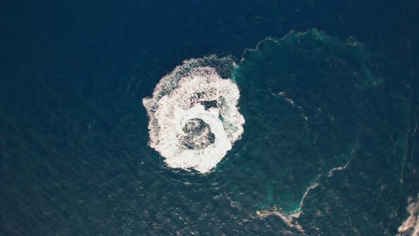 Drone Over Circling Jet Ski Off Coastline Of Cap De Creus