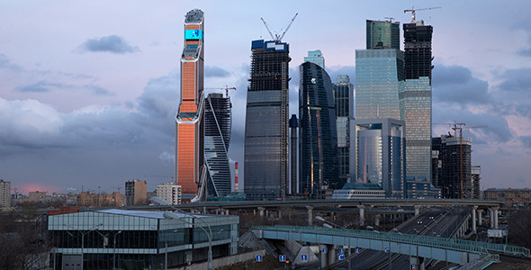 Moscow Russia City View at Night