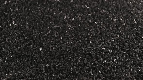 Sprinkling Black Coconut Charcoal Closeup Slomo Activated Carbon Small Fraction