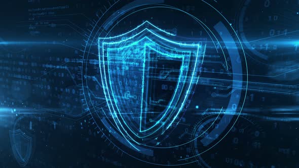 Shield cyber security symbol abstract animation