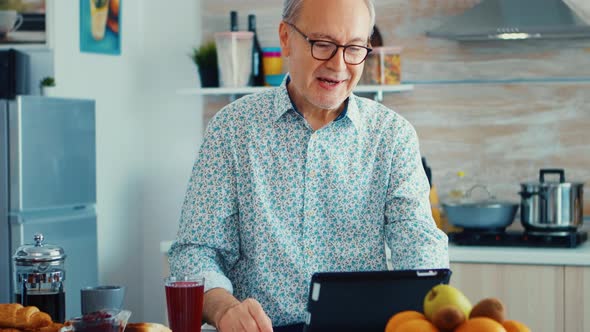 Authentic Senior Man on Online Video Call