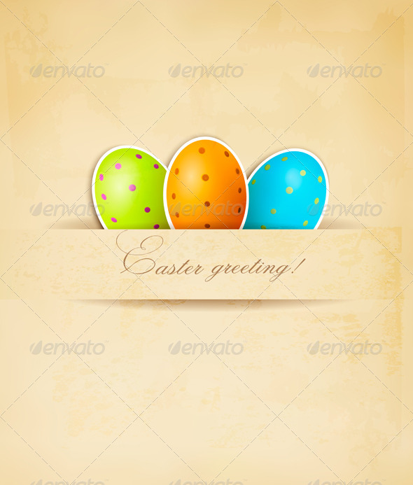 Easter Retro Background with Eggs