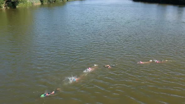 Swimming competition on the river