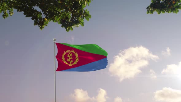 Eritrea Flag With  Modern City 