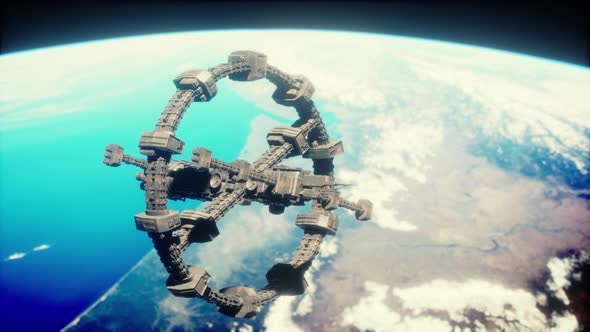 Space Station Above the Earth Elements of Image Furnished By NASA alt