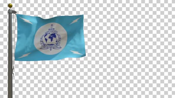 Interpol Flag on Flagpole with Alpha Channel - 4K