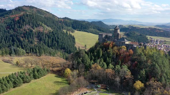 Aerial view of Lubovna Castle in Slovakia