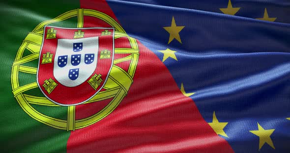 Portugal and EU waving flag