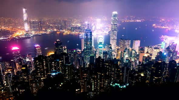 Timelapse of Hong Kong skyline at night