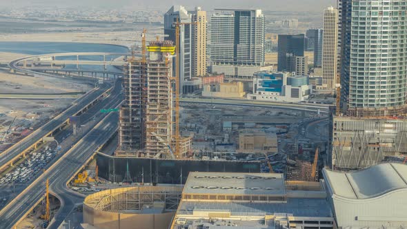 Dubai Downtown During Sunset Timelapse