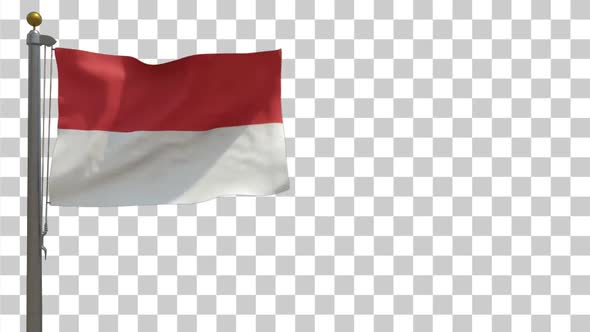 Indonesia Flag on Flagpole with Alpha Channel