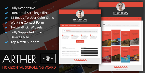 Arther : BS3 Horizontal Scrolling Vcard Template