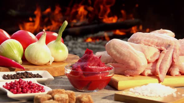 Ingredients for the Preparation of Grilled Chicken Wings with Tomato Sauce