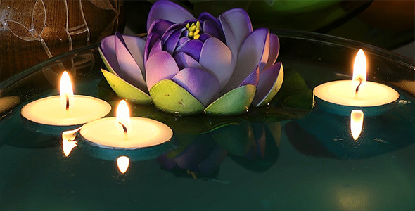 Waterlily and Candles on the Water