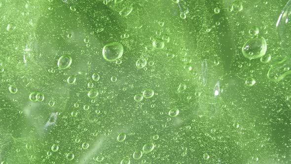 Macro Shot of Air Bubbles in Transparent Cosmetic Liquid Gel Cream