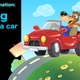 Dog driving red car on the road. - VideoHive Item for Sale