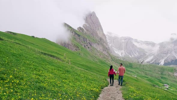 Hiking in the Italien Dolomites Amazing View on Seceda Peak